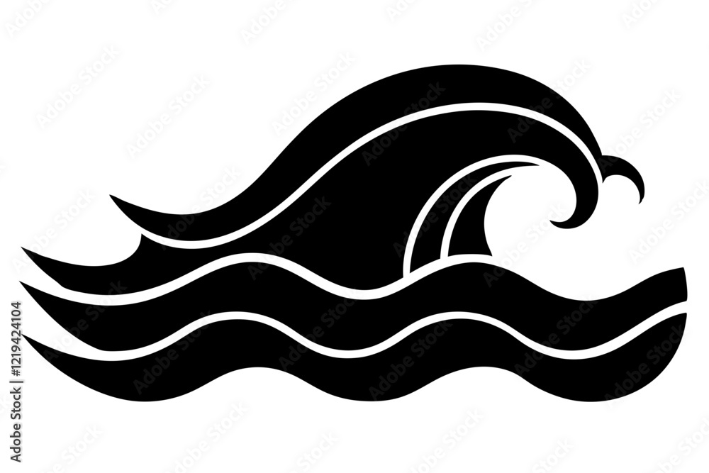 Waves Icon Silhouette – Vector Illustration for Ocean and Coastal Designs Waves Icon Silhouette – Vector Illustration for Ocean and Coastal Designs