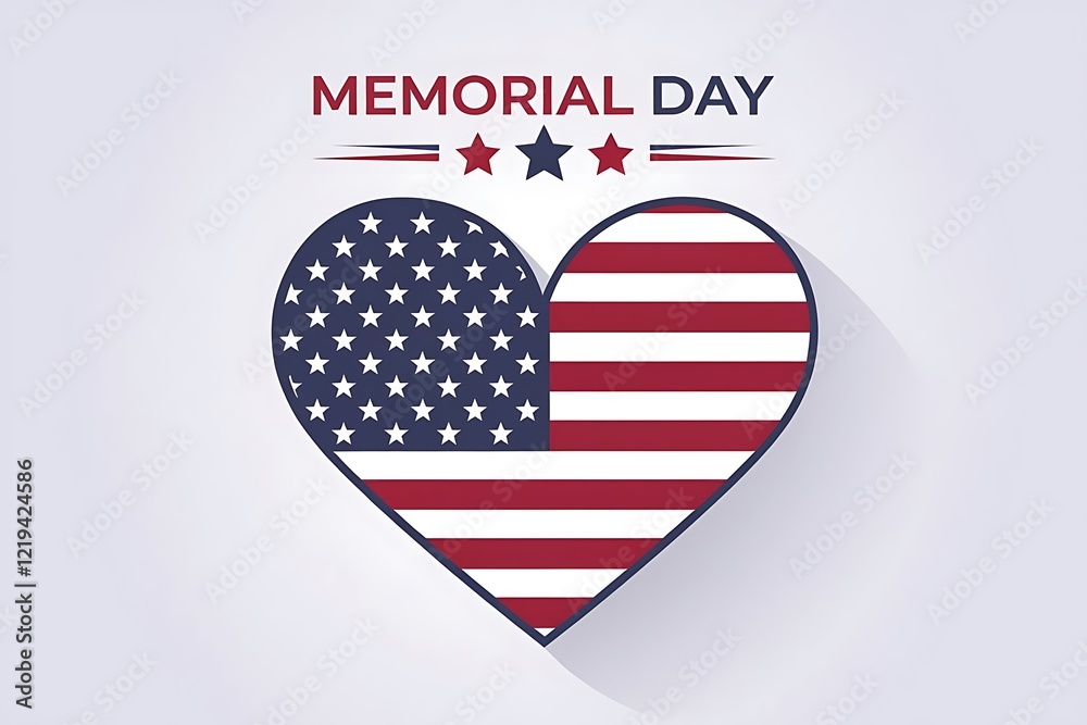 Obraz premium Heart-shaped USA Flag design for Memorial Day