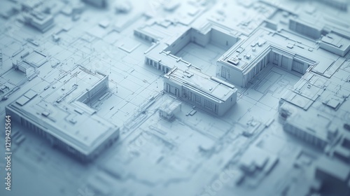 Wallpaper Mural A detailed, abstract representation of architectural blueprints showing multiple interconnected rooms and spaces. Torontodigital.ca