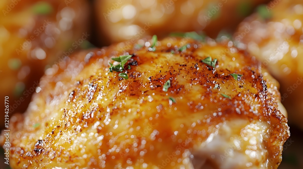 Crispy Golden-Brown Chicken Wing Garnished with Fresh Herbs Crispy Golden-Brown Chicken Wing Garnished with Fresh Herbs