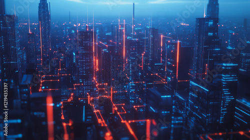 Wallpaper Mural Smart digital Innovation city with connection network reciprocity over the twilight cityscape. of future smart wireless digital city and social media networking systems that connects people with city
 Torontodigital.ca