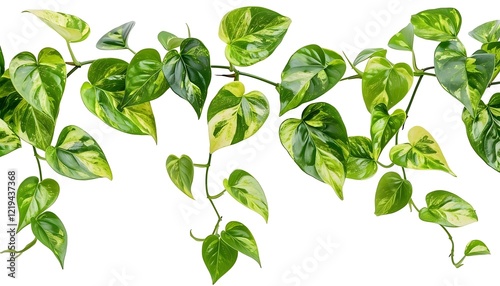 Green leaves of pothos or devil's ivy isolated on white background