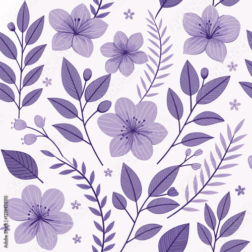 Cottage core Teeny Violet Floral Pattern on White