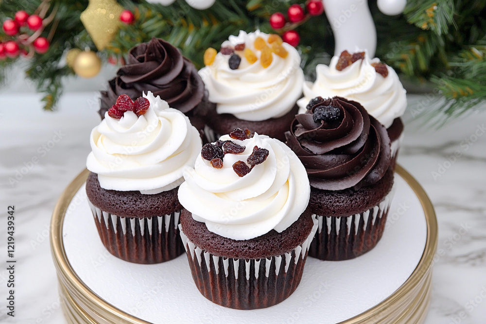 Festive cupcakes with dried fruits
