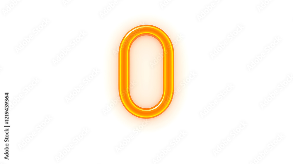 Orange neon 0 text on white background. Generative AI Orange neon 0 text on white background. Generative AI