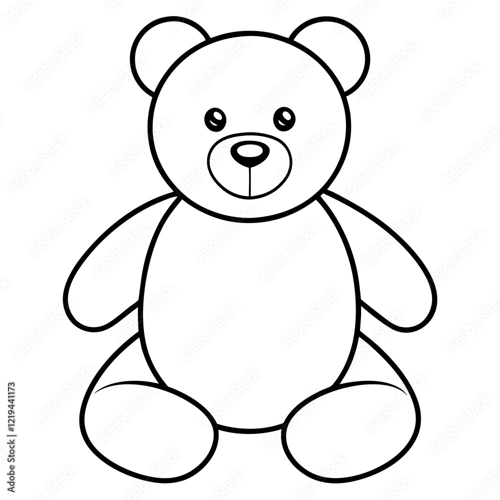 teddy bear vector illustration, black  vector, Simple  Design vector icon with white background. Doll Vector 