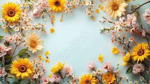 Wallpaper Mural Vibrant Wreath of Yellow and Pink Flowers Arranged Elegantly to Create a Cheerful and Inviting Atmosphere Perfect for Celebrations and Special Occasions in a Garden or Home Setting Torontodigital.ca