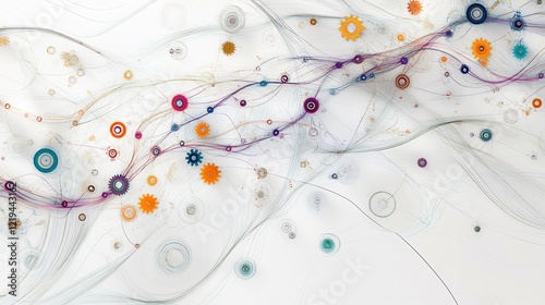 High resolution visualization of change management emphasizing interwoven pathway symbolic gear dynamic shape represent process shift leadership strategy employee adaptation during organizational