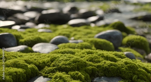 Natural Patterns of Moss on a Stone Surface