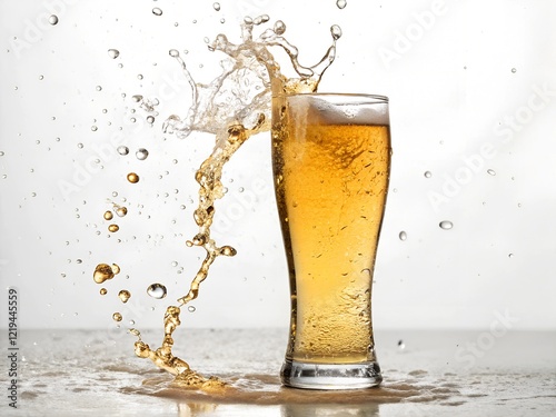 Refreshing Beer Splash in a Glass