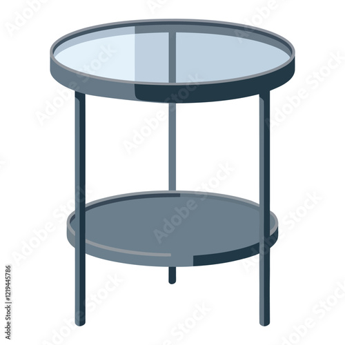 Round side table with hanging plant vector illustration isometric on white background
