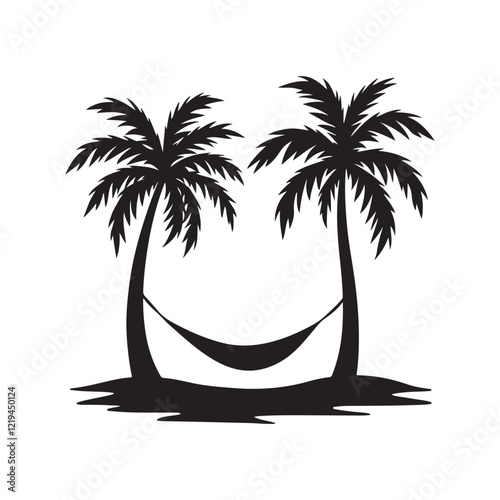 beach hammock  travel symbol silhouette vector art illustration