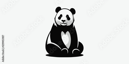 panda silhouette Cartoon vector icon