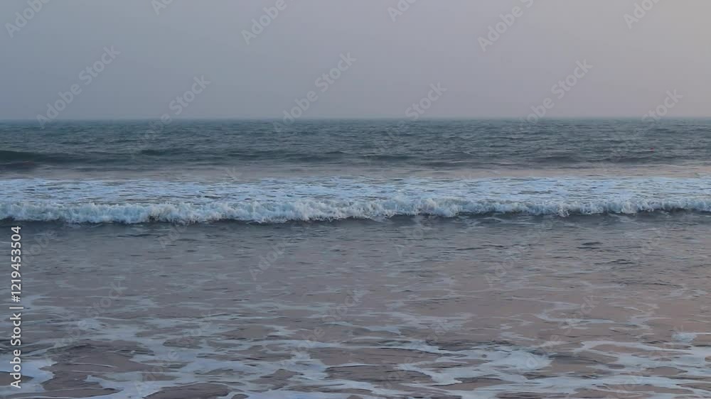 Blue water on the ocean creating waves with clear horizon Blue water on the ocean creating waves with clear horizon