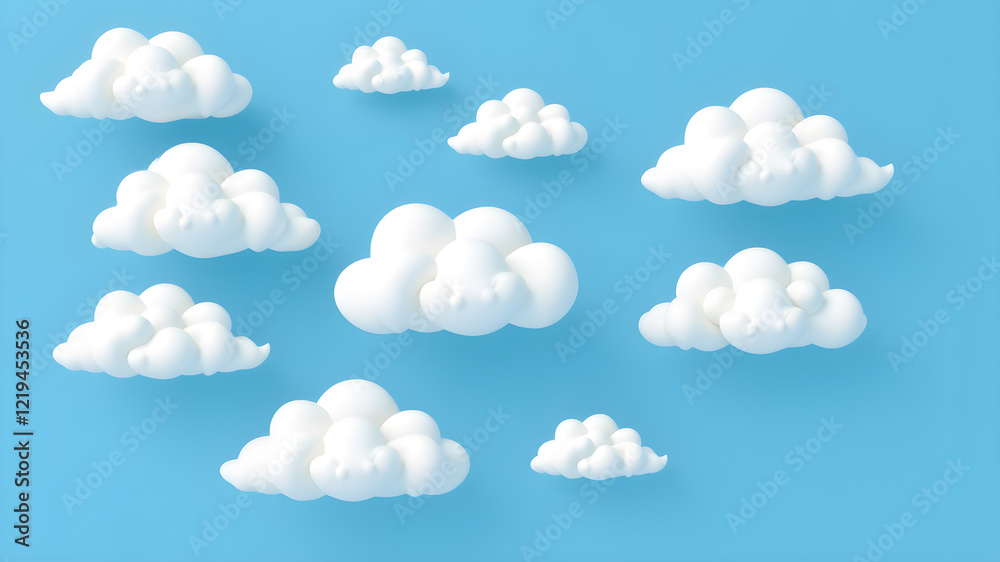 Simple illustration set of clouds of various shapes. Generative AI Simple illustration set of clouds of various shapes. Generative AI