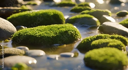 Close-Up of Moss in a Tranquil Morning Scene