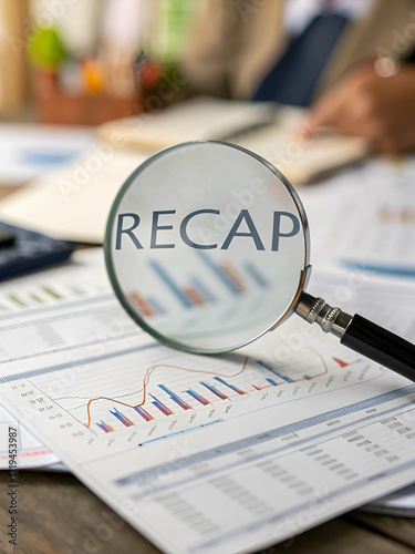 Detailed Recap of Financial Data: Business Review and Analysis Using Magnifying Glass and Charts