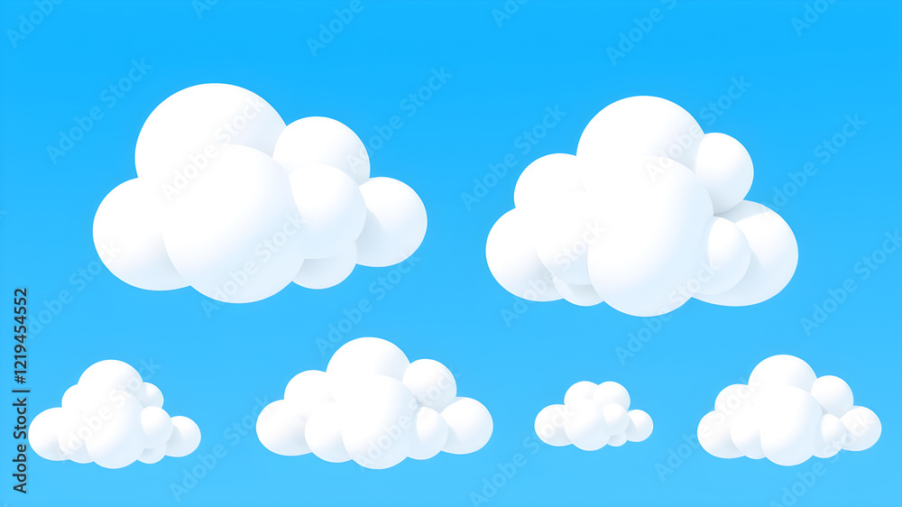Simple illustration set of clouds of various shapes. Generative AI Simple illustration set of clouds of various shapes. Generative AI