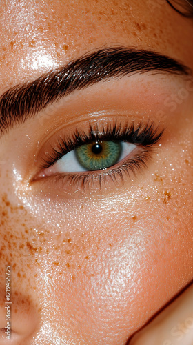 Close-up of Eye with Freckles and Defined Eyebrow