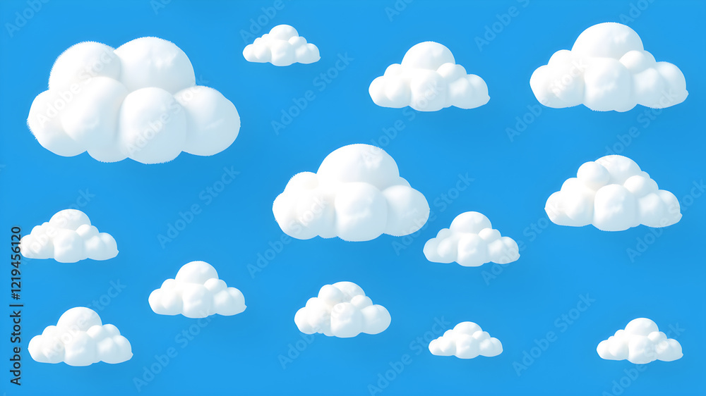 Simple illustration set of clouds of various shapes. Generative AI Simple illustration set of clouds of various shapes. Generative AI