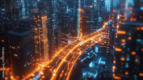 Wallpaper Mural Smart digital Innovation city with connection network reciprocity over the twilight cityscape. of future smart wireless digital city and social media networking systems that connects people with city
 Torontodigital.ca