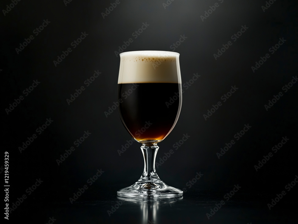 Elegant studio shot of Irish Coffee with reflective surface and modern lighting. Elegant studio shot of Irish Coffee with reflective surface and modern lighting.