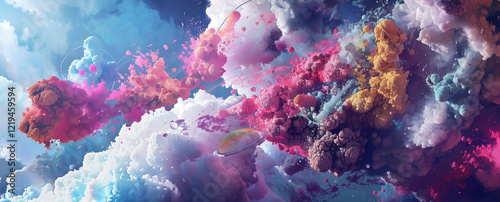 Canvas Print Abstract colorful clouds against celestial backdrop, evoking imagination, creativity