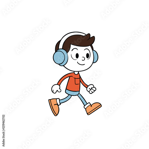 the boy is listening to music with headphone 