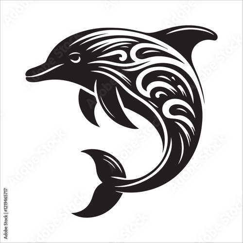 dolphin fish silhouette icon on white background