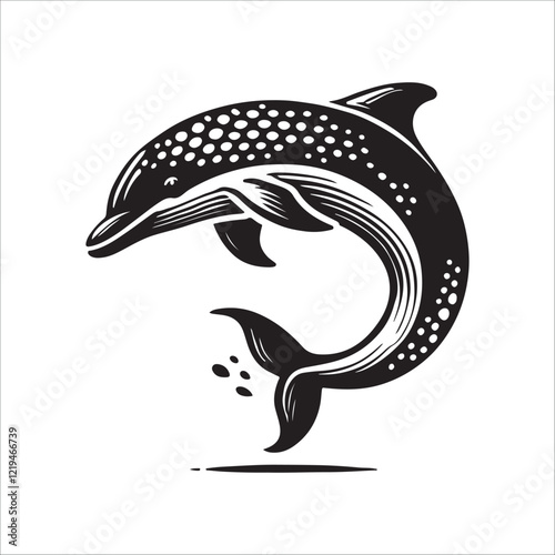 dolphin fish silhouette icon on white background