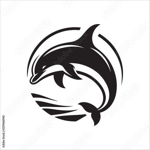 dolphin fish silhouette icon on white background