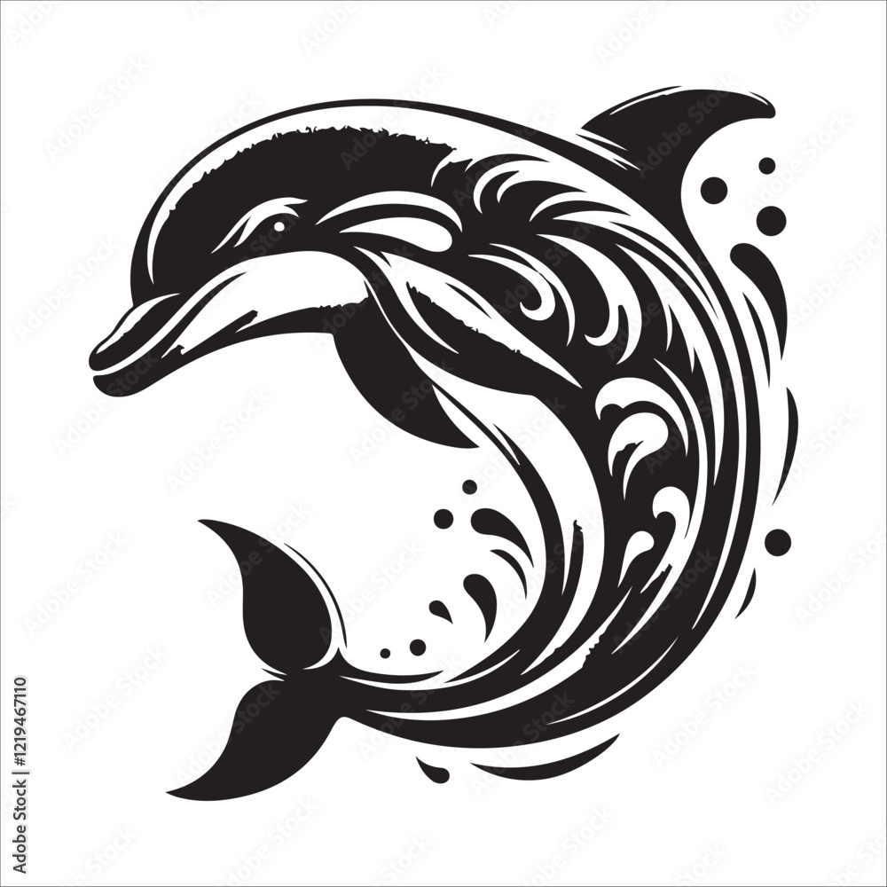 Naklejka premium dolphin fish silhouette icon on white background
