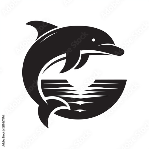 dolphin fish silhouette icon on white background