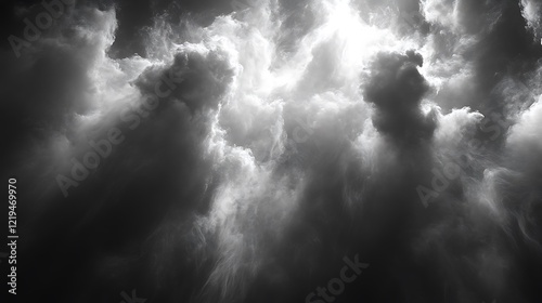 Dramatic Cloudscape Illuminated by Bright Light