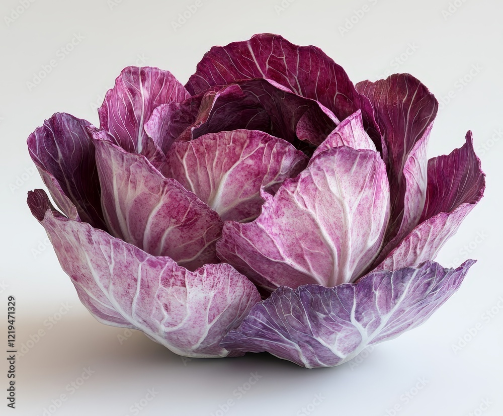 Obraz premium Vibrant fresh purple cabbage with rich texture and natural colors on a clean background 4