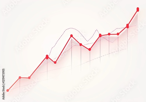 Free Download Red Arrow Pointing Upward on a Graph Line, Isolated on a White Background - GFXLoad
