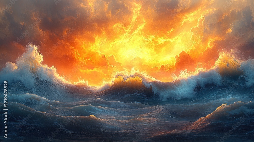 Fototapeta premium A serene seascape featuring gently rolling ocean waves, captured in soft, fluid motion.