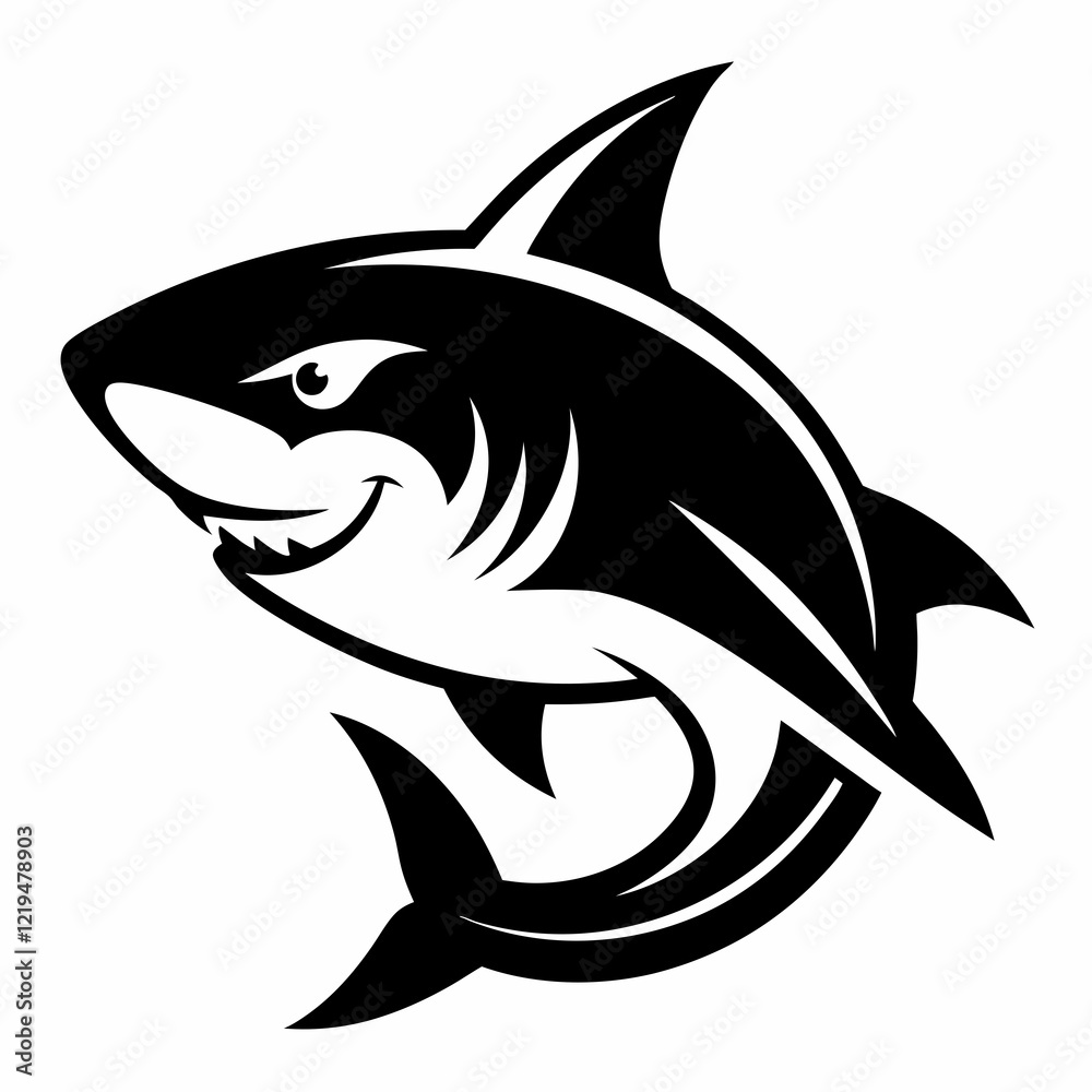 Fototapeta premium shark, fish, animal, sea, vector, cartoon, illustration, white, ocean, isolated, fin, water, predator, blue, danger, silhouette, underwater, dolphin, nature, teeth, dangerous, wildlife, marine, swimmi