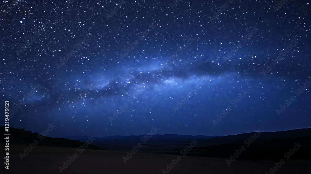 Fototapeta premium Desert Landscape Underneath A Starry Night Sky