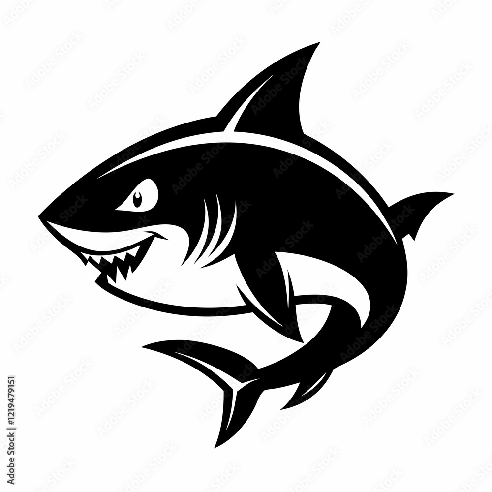 Fototapeta premium shark, fish, animal, sea, vector, cartoon, illustration, white, ocean, isolated, fin, water, predator, blue, danger, silhouette, underwater, dolphin, nature, teeth, dangerous, wildlife, marine, swimmi