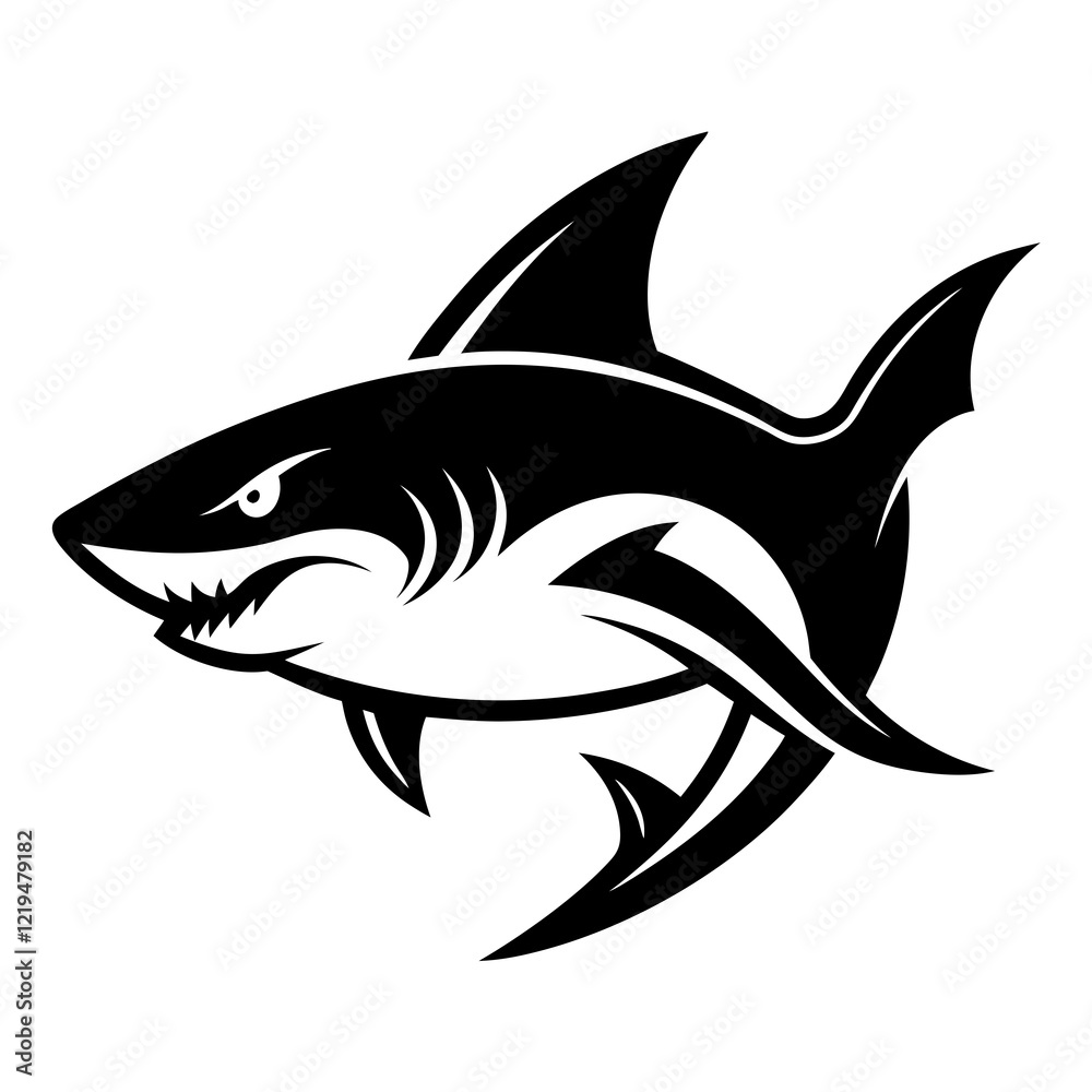 Obraz premium shark, fish, animal, sea, vector, cartoon, illustration, white, ocean, isolated, fin, water, predator, blue, danger, silhouette, underwater, dolphin, nature, teeth, dangerous, wildlife, marine, swimmi