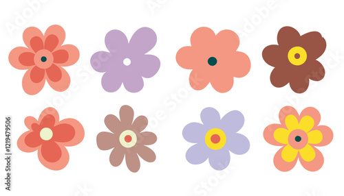 Set of flowers. Abstract origami flowers, Collection wildflowers icon on white background. style for fabric, banners, wallpaper, posters, online shopping.Vector illustration design and creative idea. 