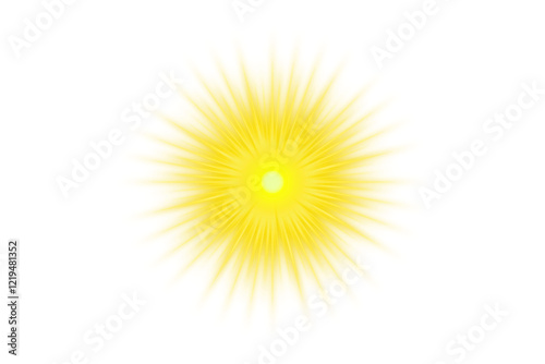 yellow shining sun with lens flare light effect