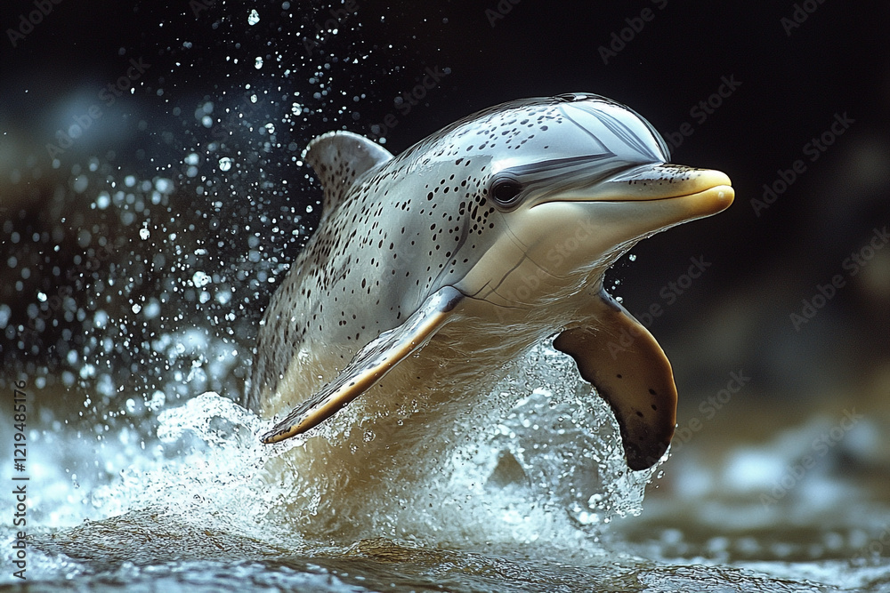 Fototapeta premium A Spotted Dolphin Leaps from the Water