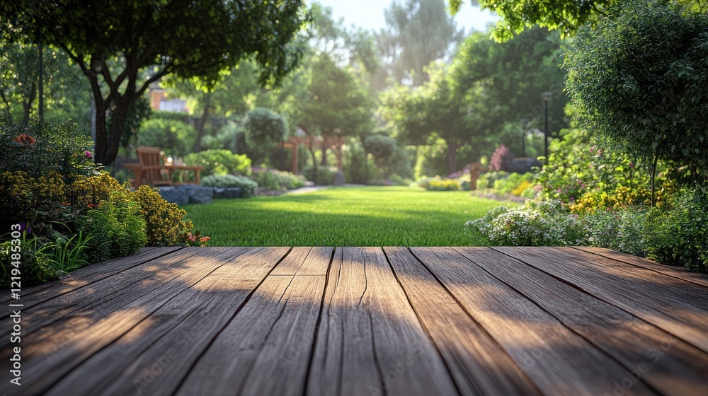Obraz premium Backyard deck view.