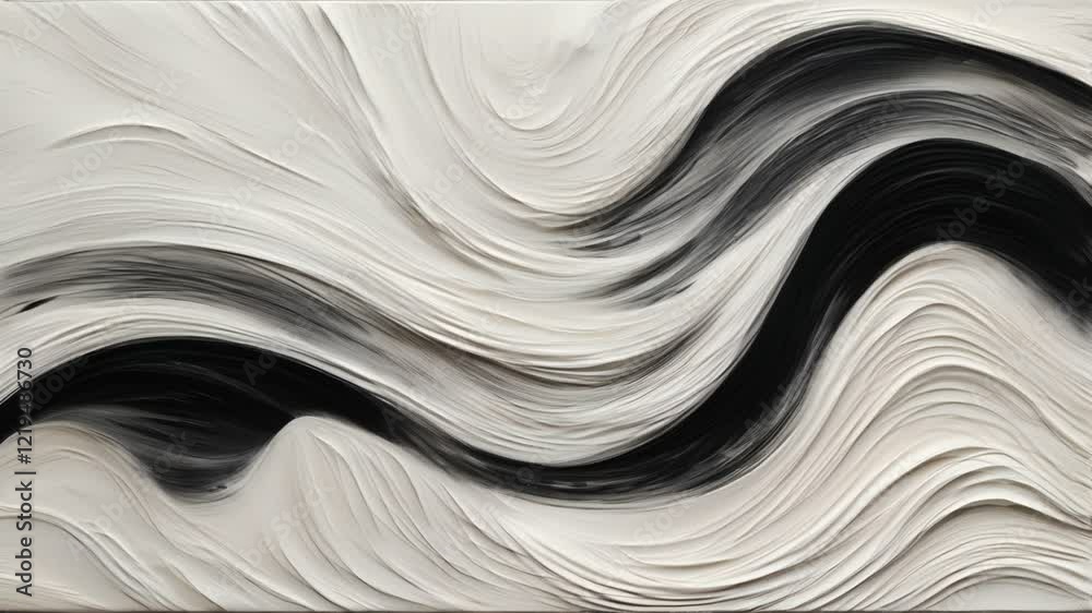 A stunning abstract with dynamic black and white movement.The thick paint texture creates an interesting three-dimensional effect,perfect for creative projects that require a modern and artistic touch A stunning abstract with dynamic black and white movement.The thick paint texture creates an interesting three-dimensional effect,perfect for creative projects that require a modern and artistic touch