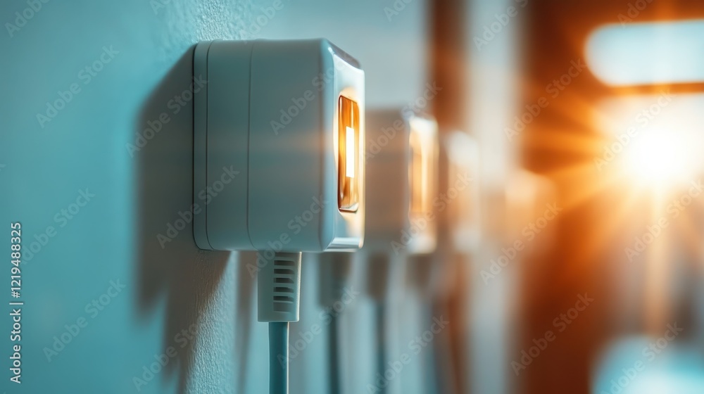 An energetic wall plug is showcased, illuminated by a dramatic light effect, highlighting the connection to energy and power in modern living spaces. An energetic wall plug is showcased, illuminated by a dramatic light effect, highlighting the connection to energy and power in modern living spaces.