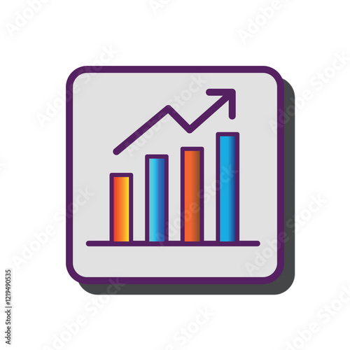 Icon design symbolizing growth and success, chart and rising arrow