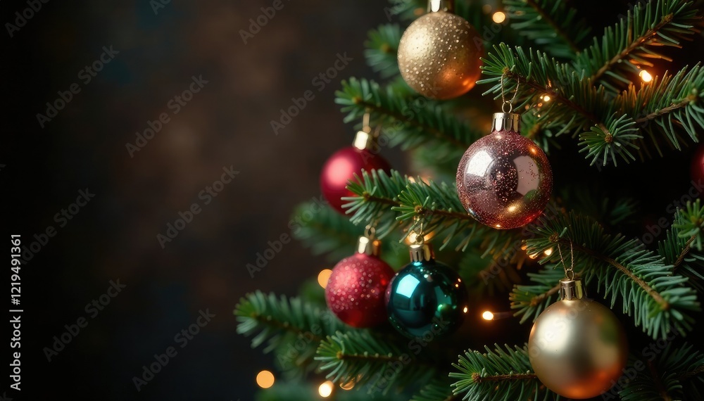 Decorated black ribbon Christmas tree with ornaments and lights, lights, black ribbon, ribbon Decorated black ribbon Christmas tree with ornaments and lights, lights, black ribbon, ribbon