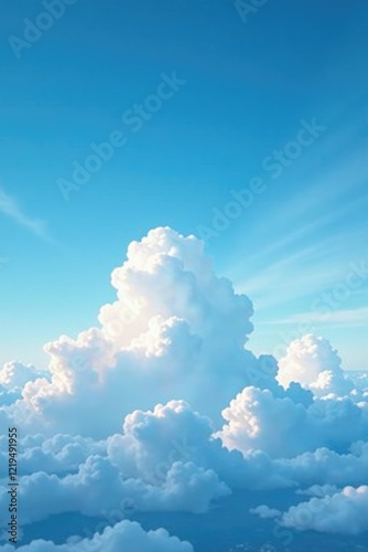 Blue sky with wave-like cloud crest and soft gradient background, cloud, atmospheric